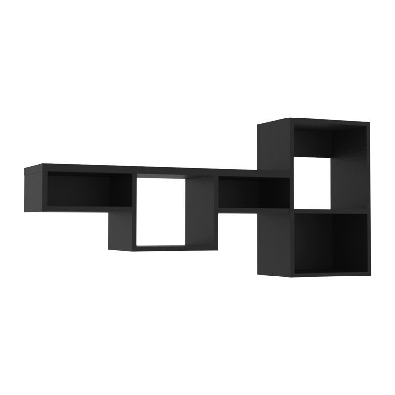 Black Cube 7 Wall Shelf, 47" Wide - And Efficient Storage For Living Room, Bedroom, Home Office Robust Shelf Kitchen, Room