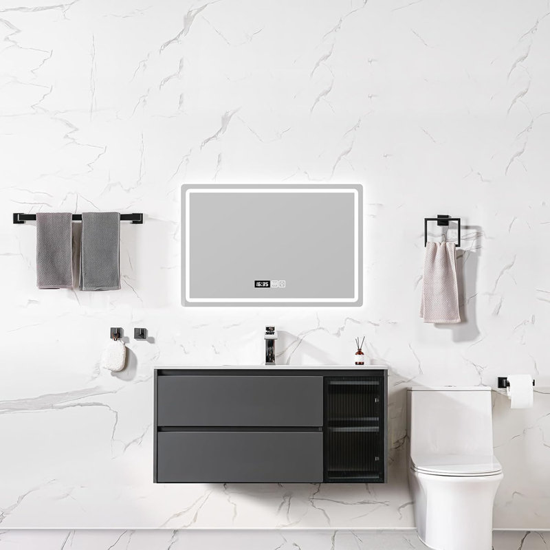Bathroom Hardware Accessories Set 10 Pieces Matte Black Towel Bar Set 24 Inch