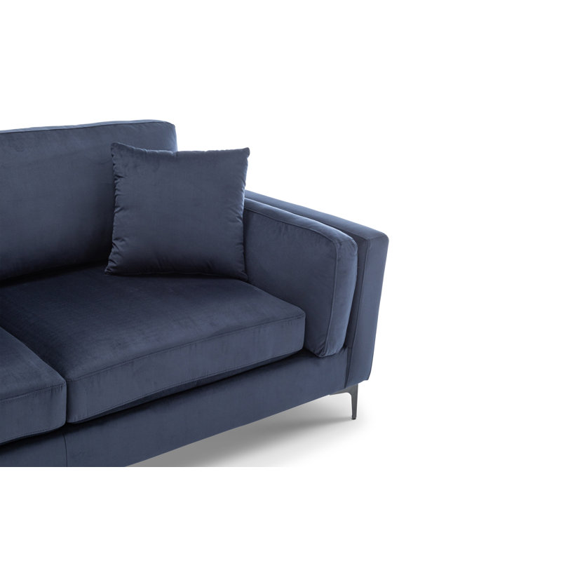 Aleara 2 Seater Velvet Sofa, Navy Blue, 3