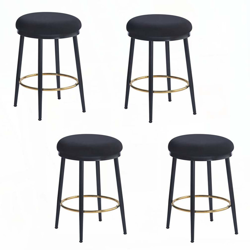 Tabouret de comptoir moderne 24,75 po Yamanda, Noir, noir, noir, noir, Ensemble de 4