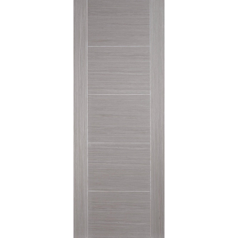 Vancouver White Primed Internal Door, Pre-Finished Light Grey, 204cm H x 82.6cm W x 4cm D