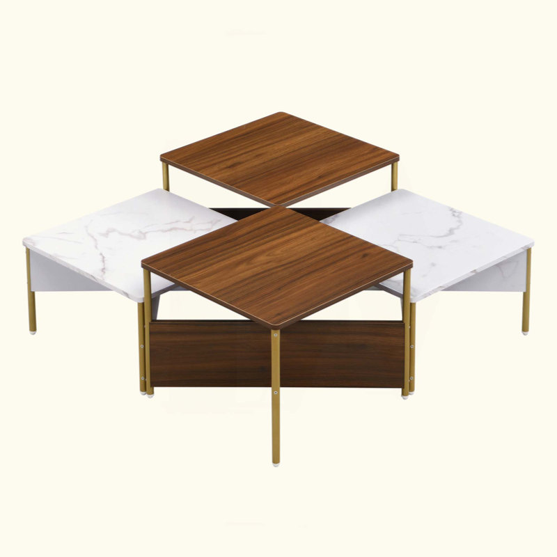 Ensemble de 4 tables basses Modern Modern, White/Walnut