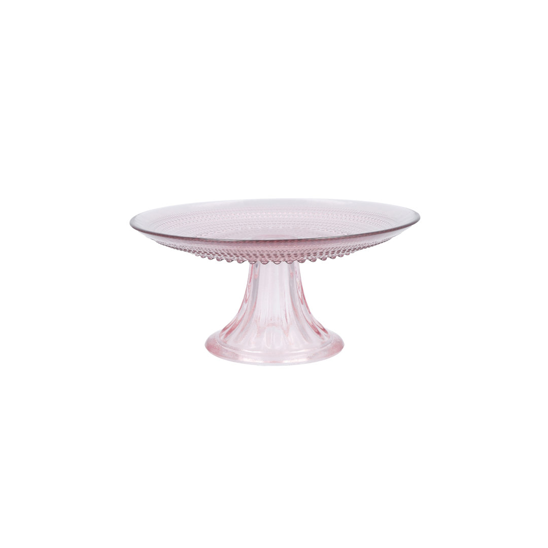 Fortessa Jupiter Vintage Glassware Collection, Mini Cake Stand, Pink Fortessa 