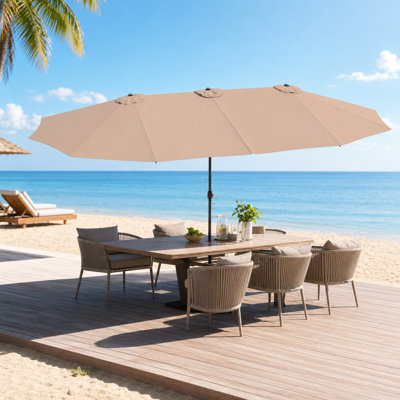 Outdoor 7.9' X 12.9' Rectangular Crank Lift Patio Umbrella