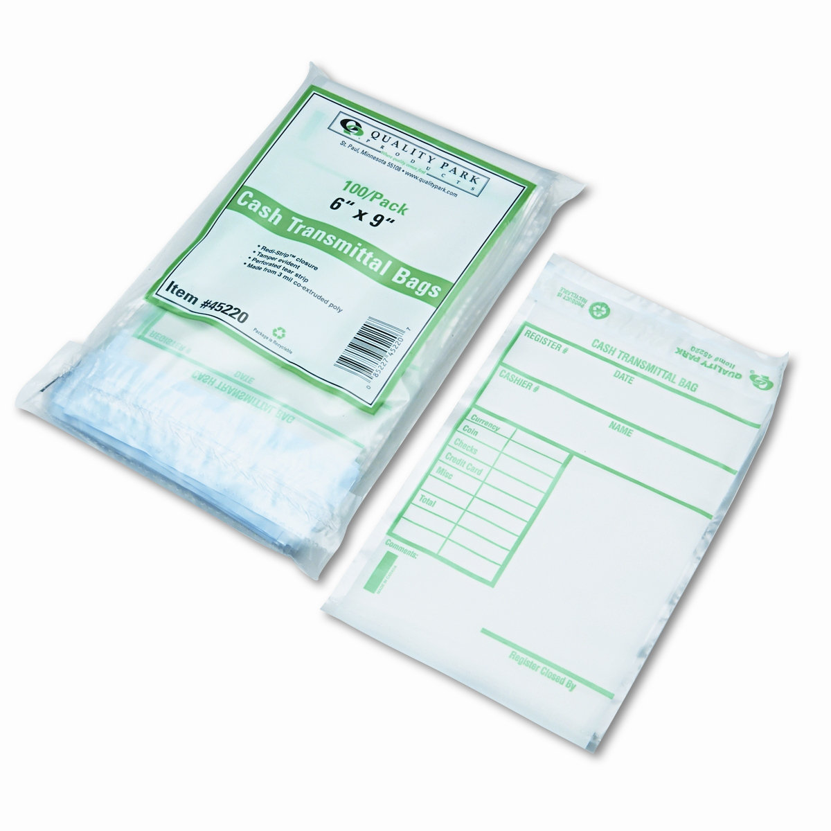 Quality Park Products Cash Transmittal Bags w/Printed Info Block, 6 x 9 ...