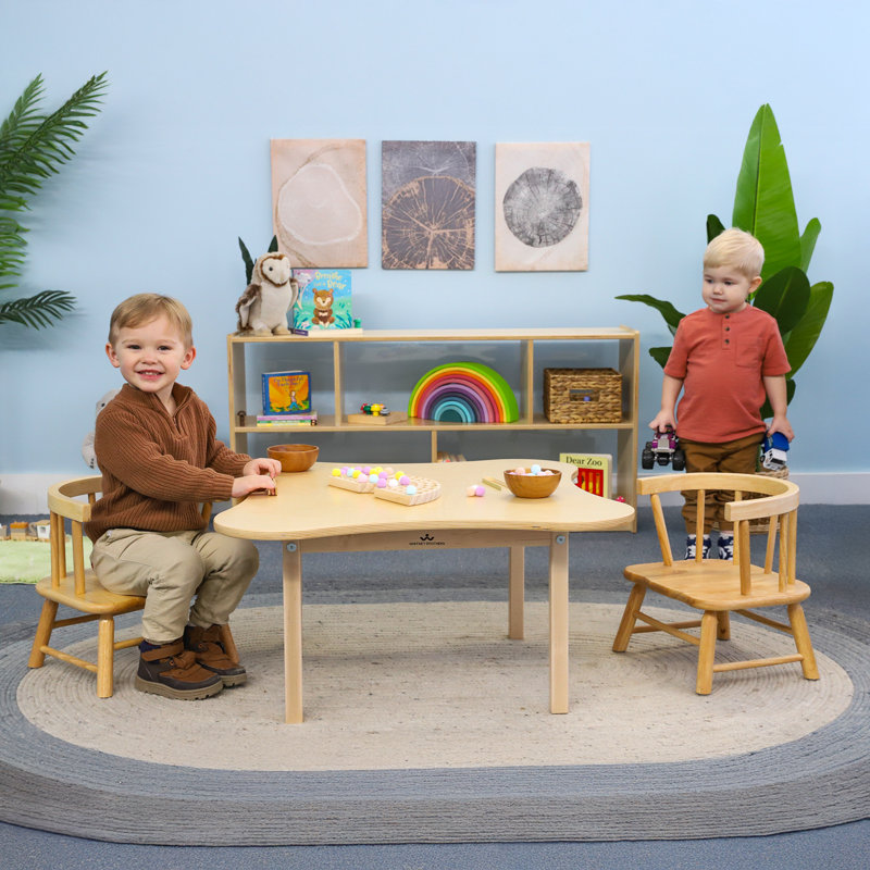 Ensemble de table d’écriture et de chaises pour enfants, 3 pièces enfant fleur