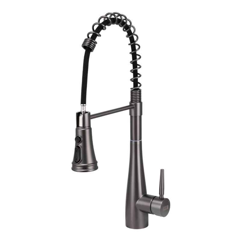 Belfry Kitchen Pull Out Kitchen Faucet, Black/Grey