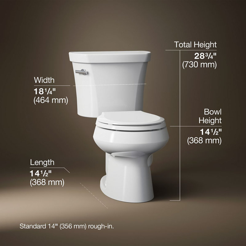 Wellworth® 1.28 GPF Water Efficient Round Two-Piece toilet (Seat Not Included), White, Left-Hand