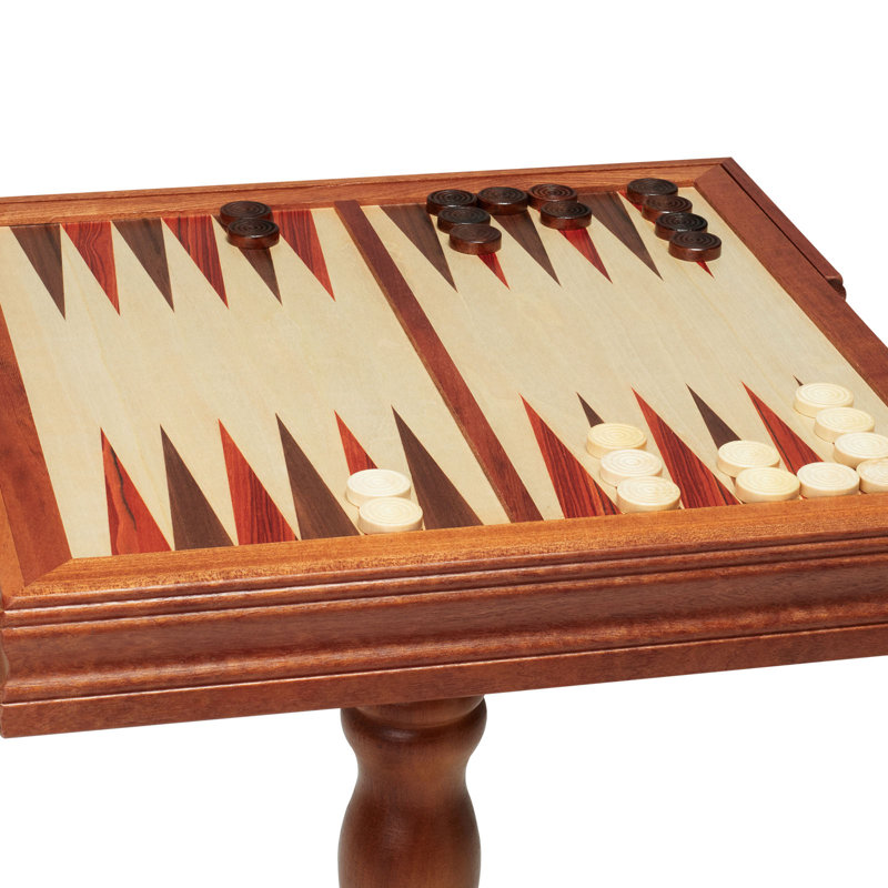 Ensemble de table de backgammon 3-IN-1 Chess Checkers, table d'échecs en bois de qualité supérieure de 18 pouces, ensemble de mobilier de table de jeu de luxe, jeu d'échecs cadeau de jeu de société pour les jeux de société en famille