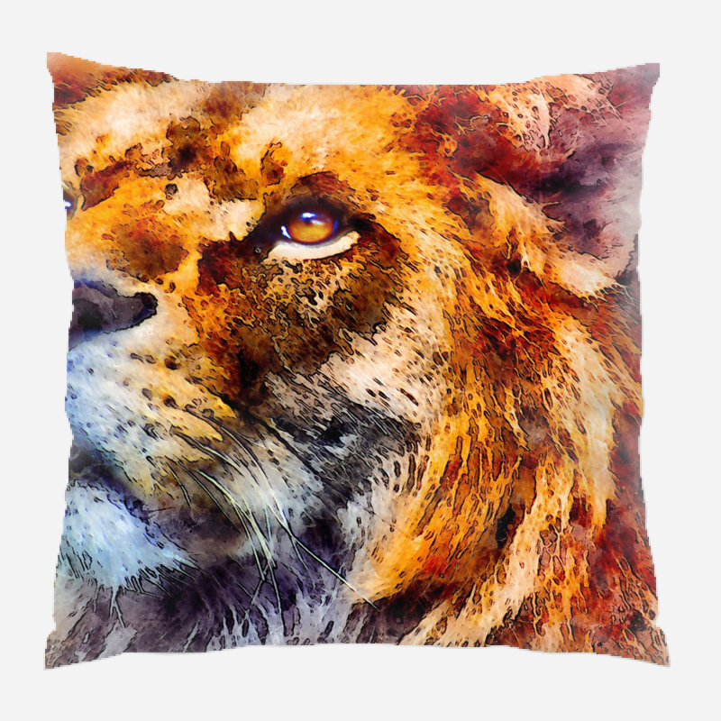 Coussin lion Temperence, Microsuède, Intérieur