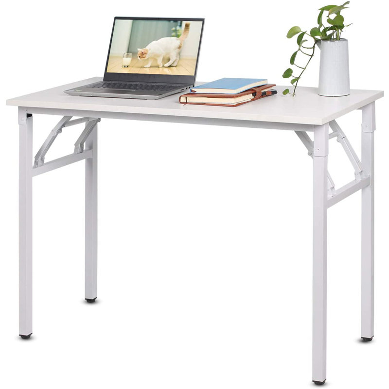 Portable Folding Desk, White, White, 75cm H x 100cm W x 50cm D