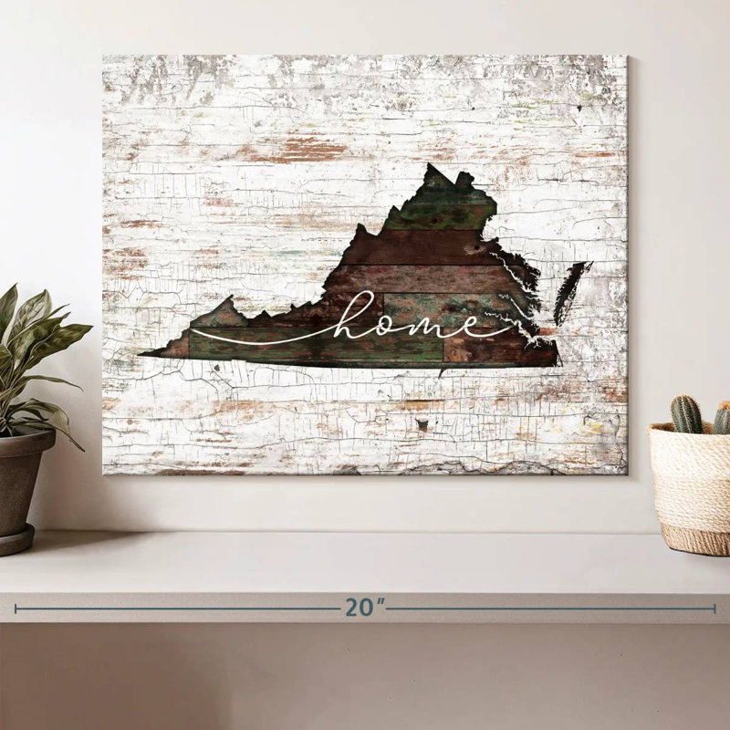 " Virginia Home Map " by Jorge S, 12" H x 15" W x 1.25" D
