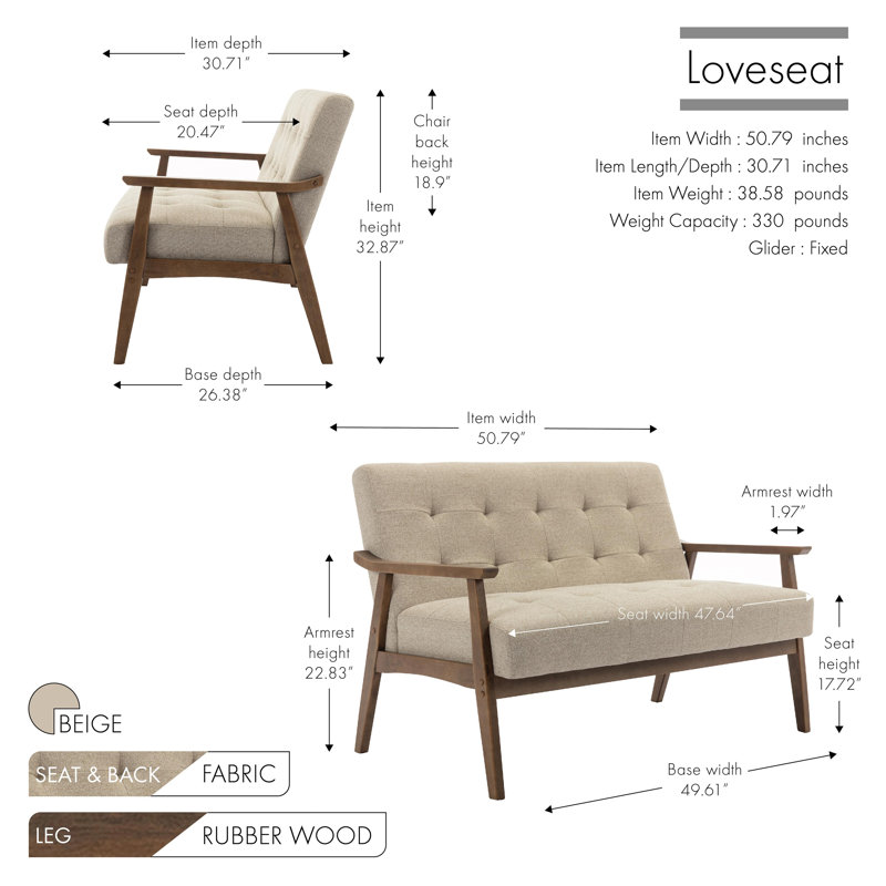 Causeuse Keevay, Beige