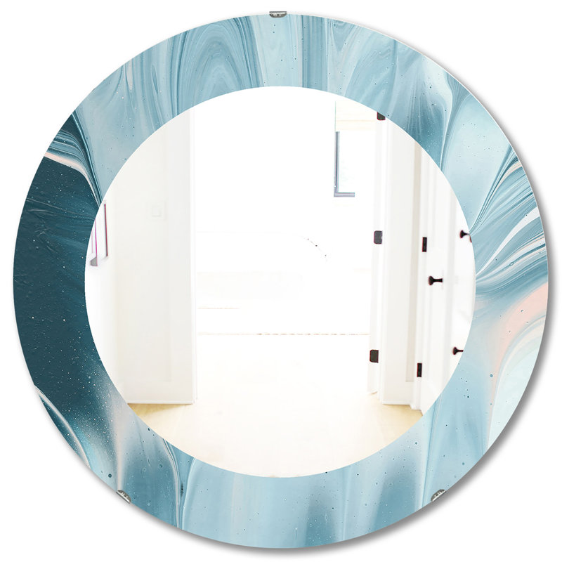 Water I Modern Traditional Wall Mirror, 31.5" H x 31.5" W