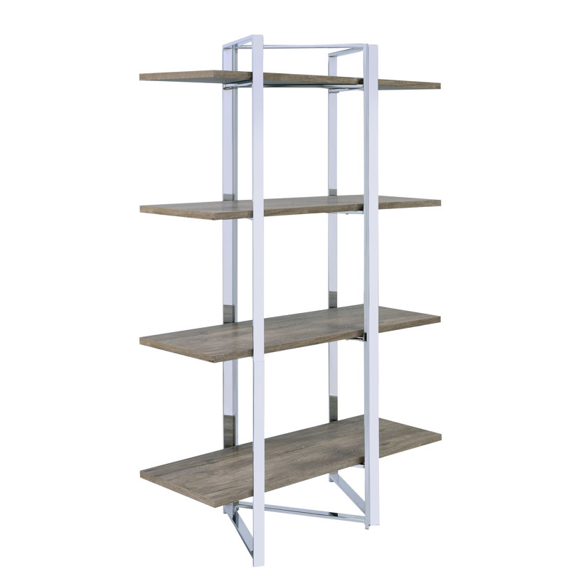 Bedard 4-Shelves Bookcase in Chrome