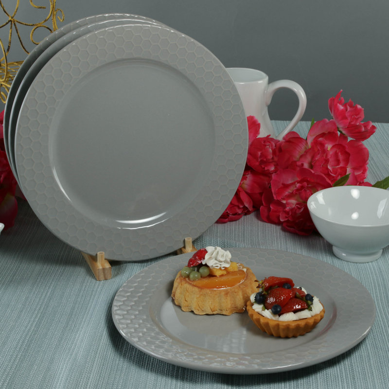 BIA Cordon Bleu Set Of 4, Honeycomb Dinner Plates, Gray