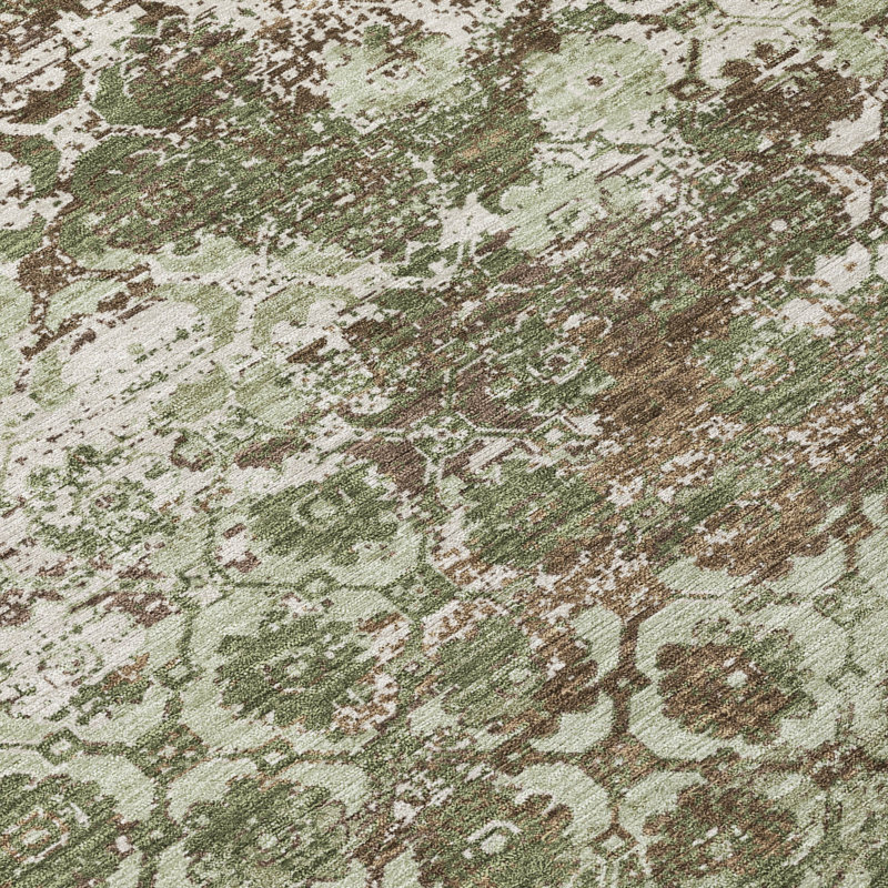 Tapis moderne intérieur / extérieur lavable à la machine Chantille ACN2786, Olive, 10 pi x 14 pi