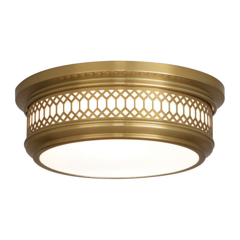 Williamsburg Tucker 3-Light 16.75" Flush Mount, Antique Brass, 3 Lights, 4.75"H x 16.75"W x 16.75"D