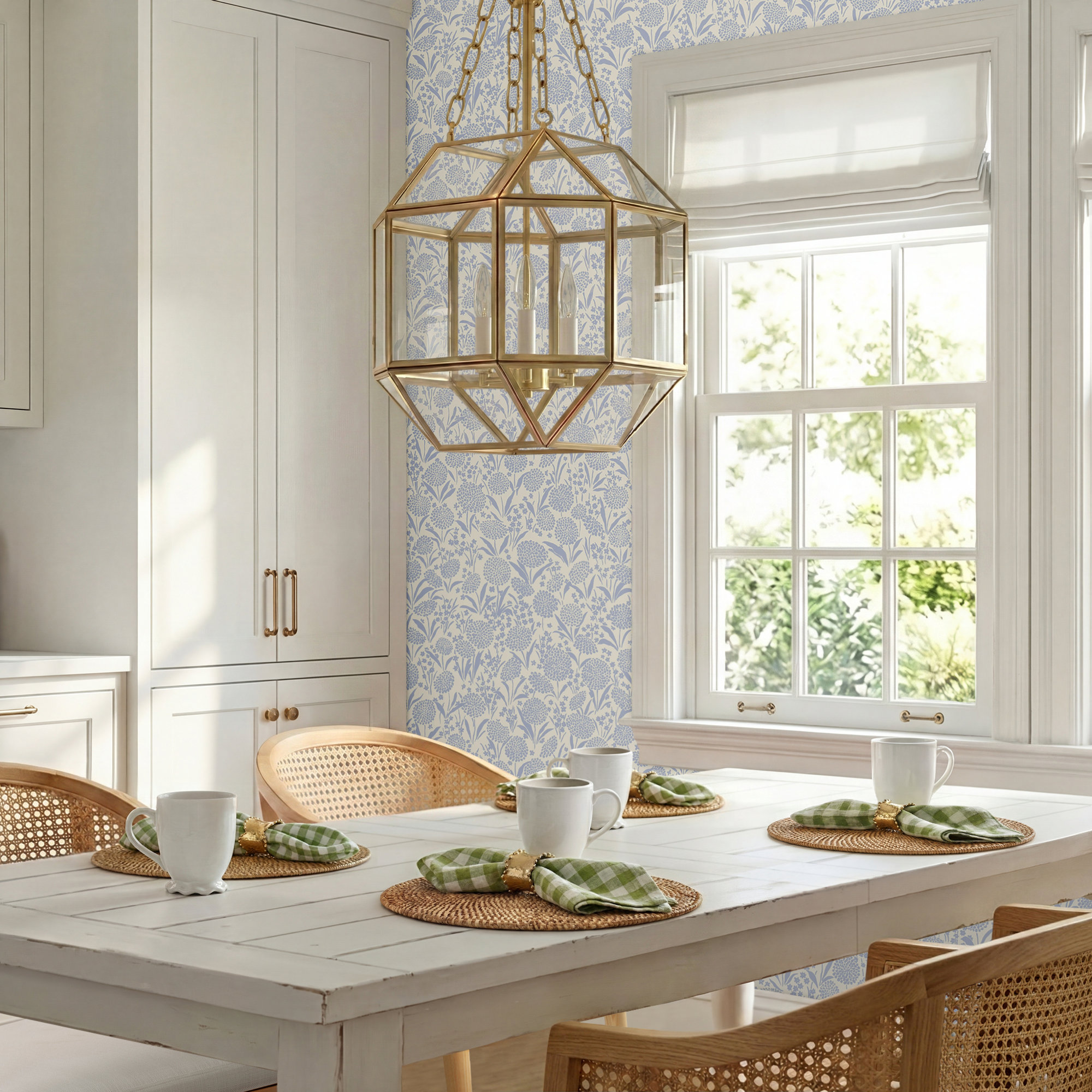 Reid 3 Light Glass Dimmable Pendant, 23.25" H x 13.5" W x 13.5" D, Clear, Satin Brass