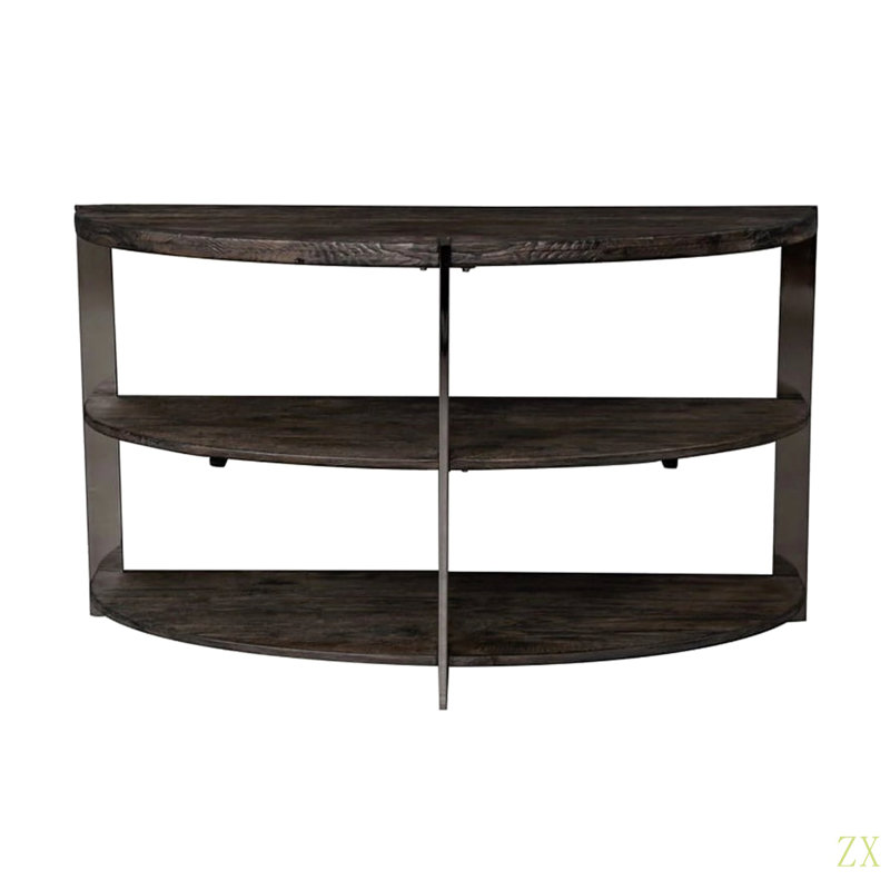 Console demi-lune avec 2 tablettes ouvertes