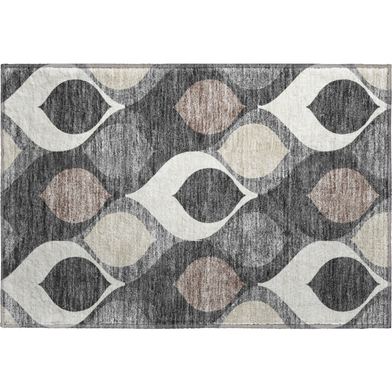 Premium Machine Washable Lisse Gray Rug, Rectangle 1' 8" x 2' 6"