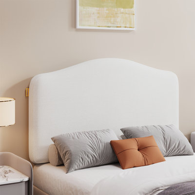 Damerius Curved Upholstered Headboard With Adjustable Height & Easy Plug-In Mount, Scratch-Resistant Towel Velvet