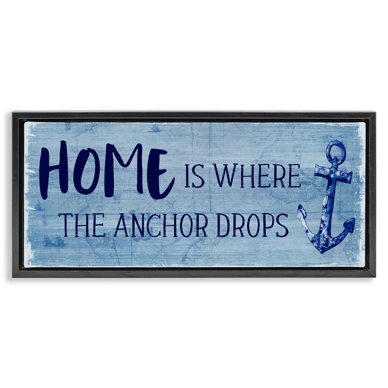Home Is Where Anchor Drops, H 11 po x l 25 po, Cadre flottant noir de jais