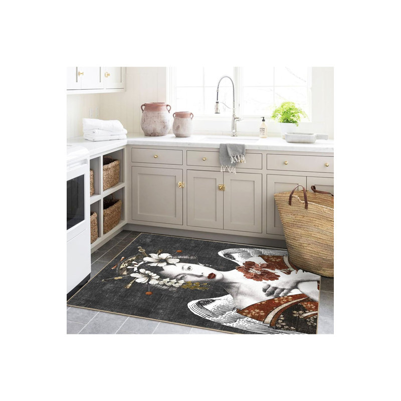 Tapis gris lavable gris, Tapis de couloir 4 pi 11 po x 9 pi 10 po inclus