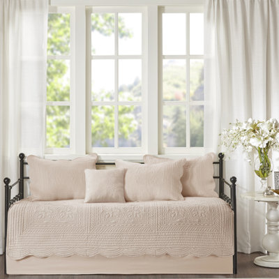 Housse de lit 6 jours Blush - Bord festonné, matelas simple, bord réversible 6 pièces Decor, ajustement du matelas, tactile