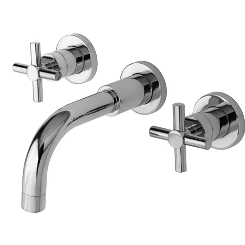 East Linear Wall Mount Bathroom Faucet, Polished Chrome