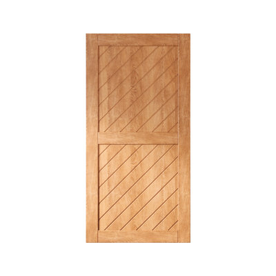 Homacer 80 in. High Slanted Stripe Design Early American Finished & Unassembled Pine Wood Barn Door (Hardware Not Included) (Interior Use Only)