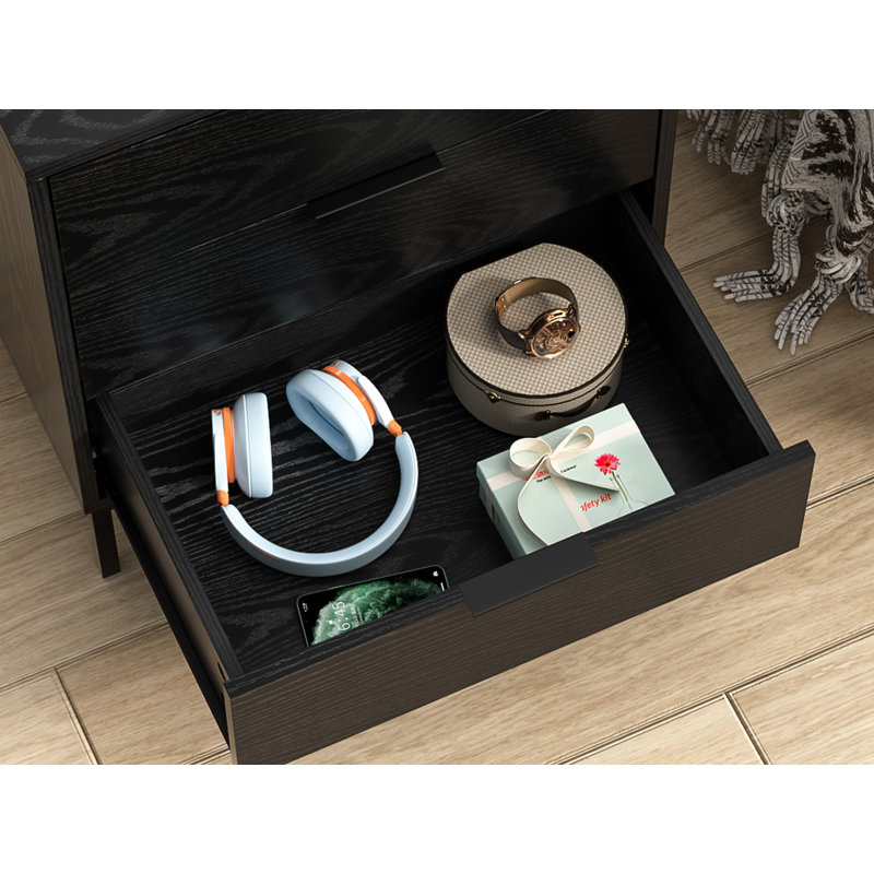 Table de chevet noire (ensemble de 2)