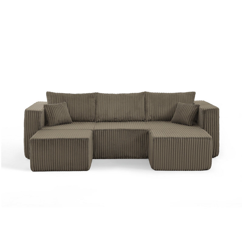 Canapé modulaire compact en velours côtelé modulaire compact avec un style minimaliste moderne, Brun