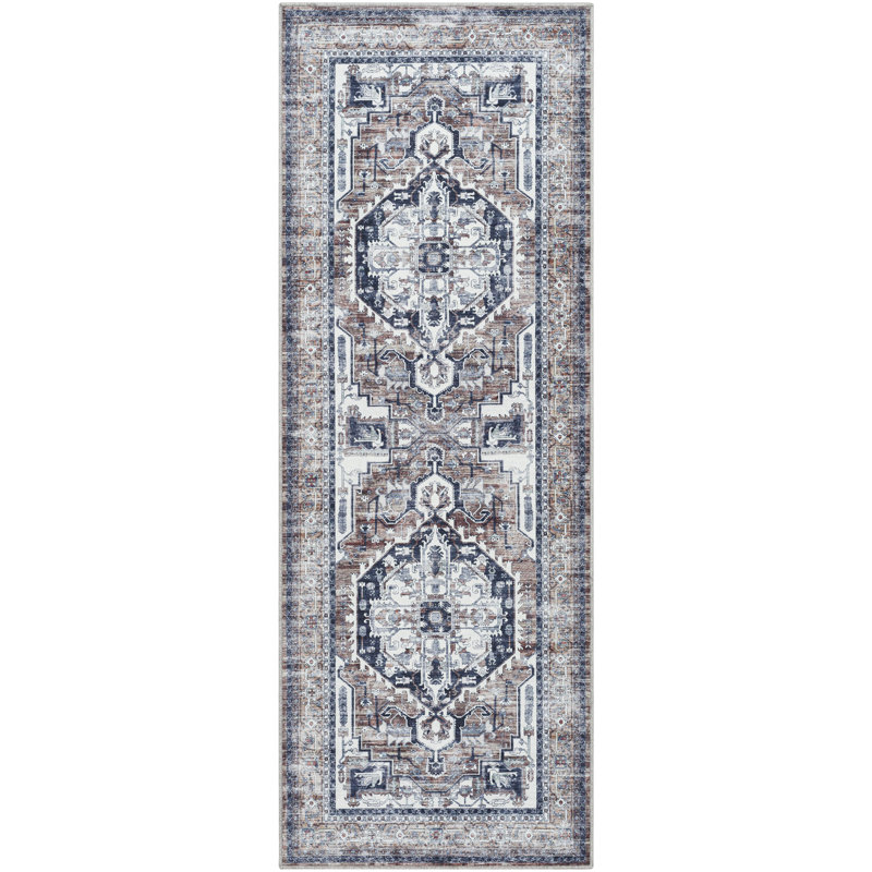 Ruland Traditional Machine Washable Area Rug, Runner 2'7" x 12'