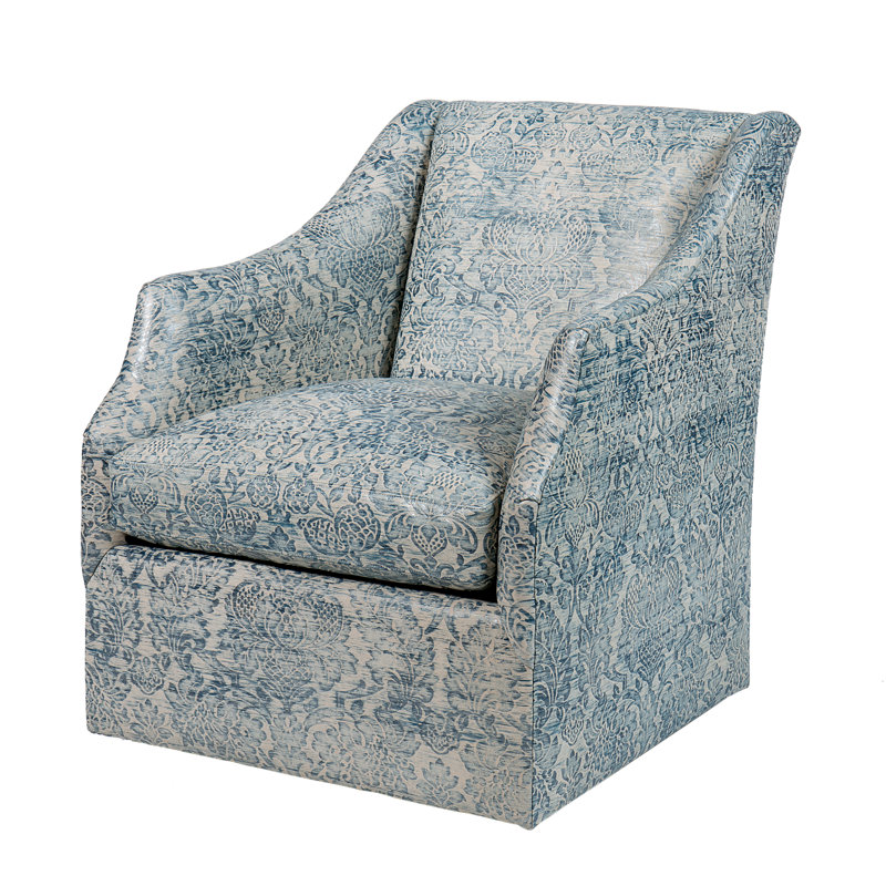 Claudette Swivel Armchair, Maya Cyan Polyester Blend