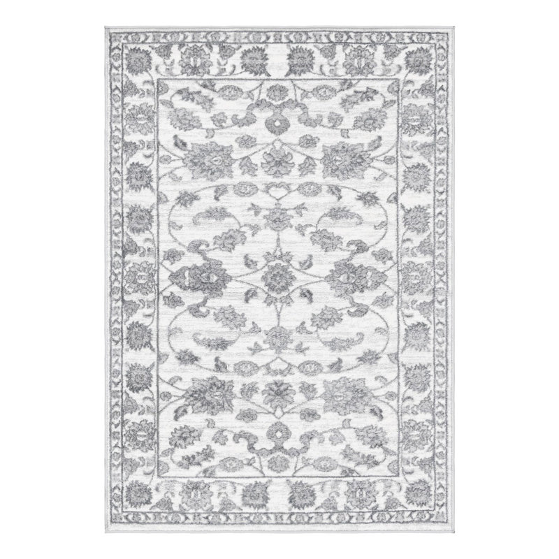 Musselman Rug, Rectangle 4'1" x 6'1", White Gray