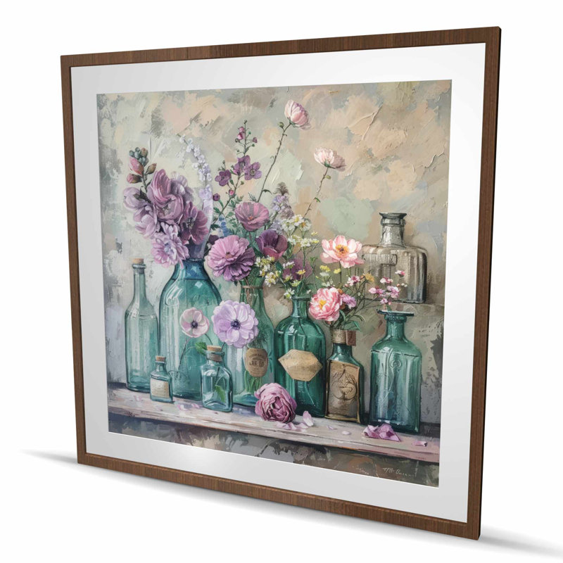 Nature morte - reproduction encadrée avec passe-partout blanc, 48" H x 48" W