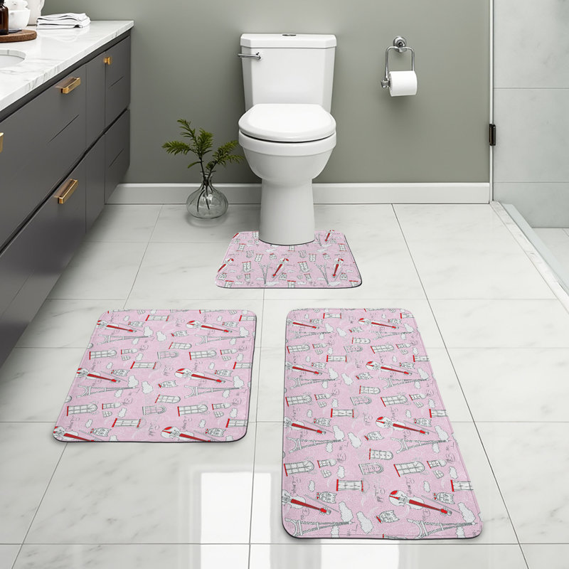  Ensemble de 3 tapis de salle de bain Paris Paris