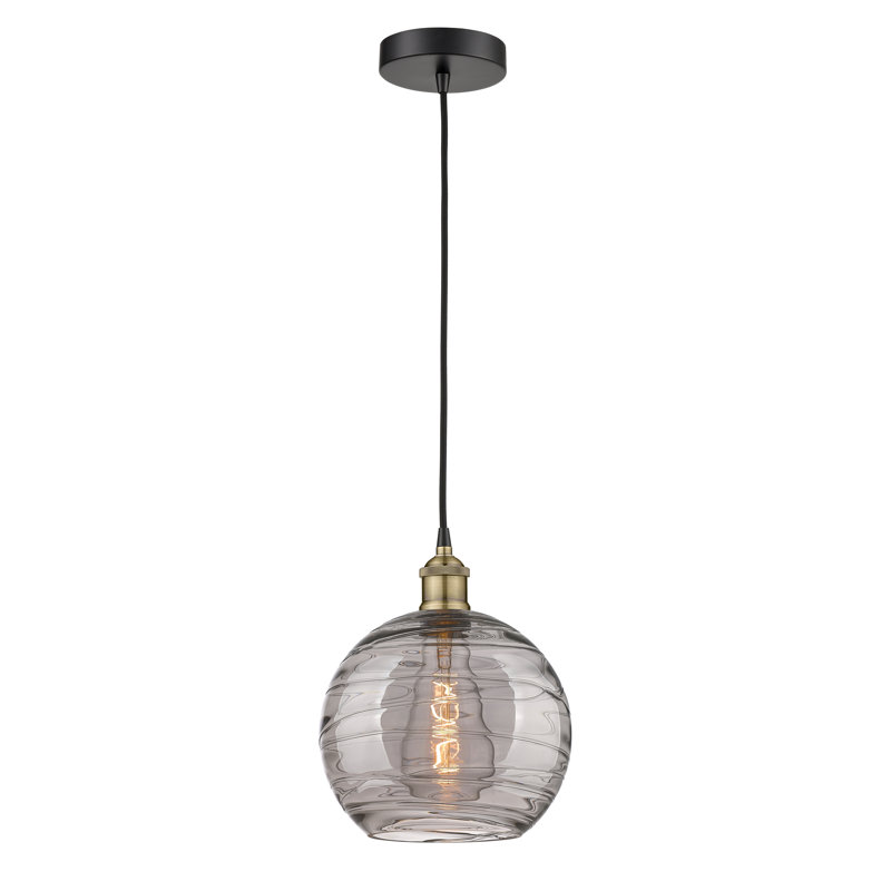 1 - Light Single Drop Pendant Pendant, 12.75" H x 10" W x 10" D, Black Antique Brass, Light Smoke