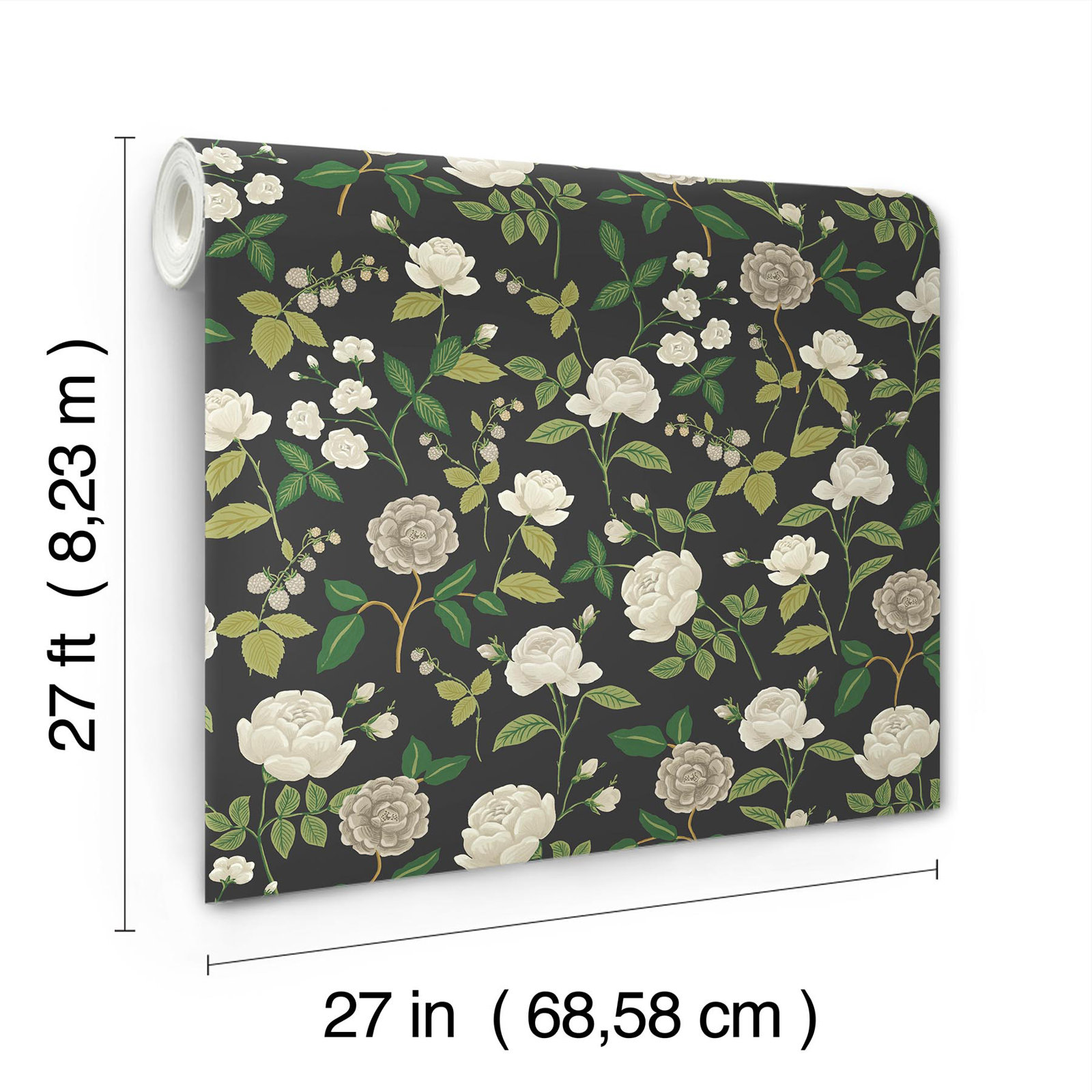Rifle Paper Co. Roses Wallpaper, Black