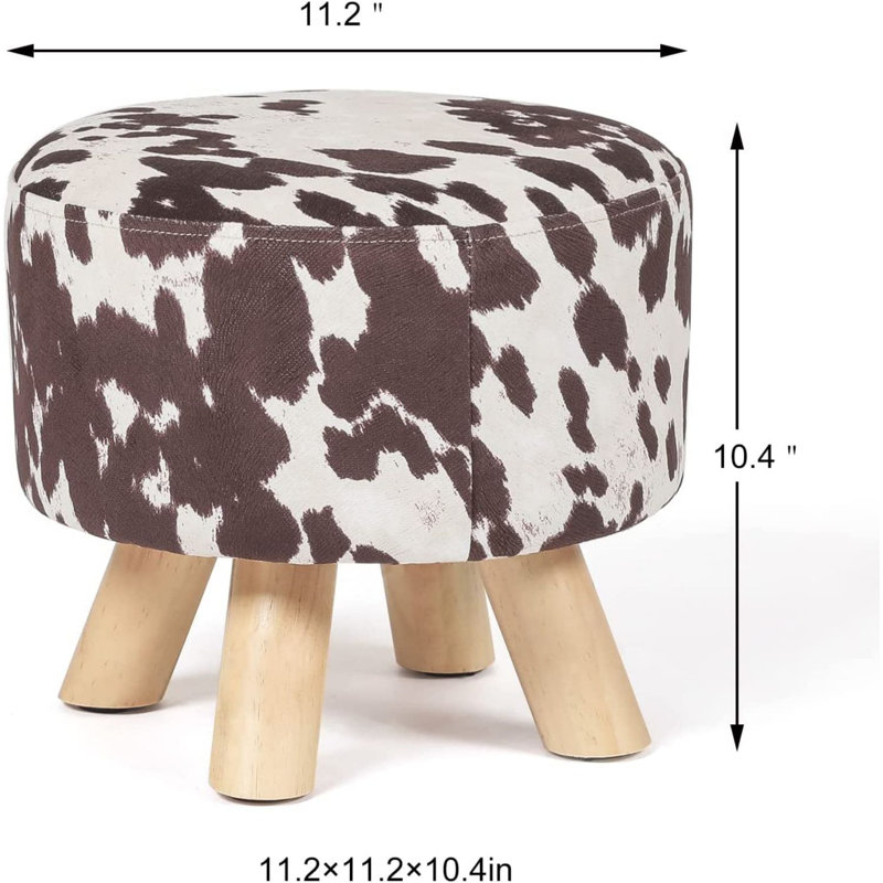 Darlington 11.2" Wide Round Ottoman, Brown Cow