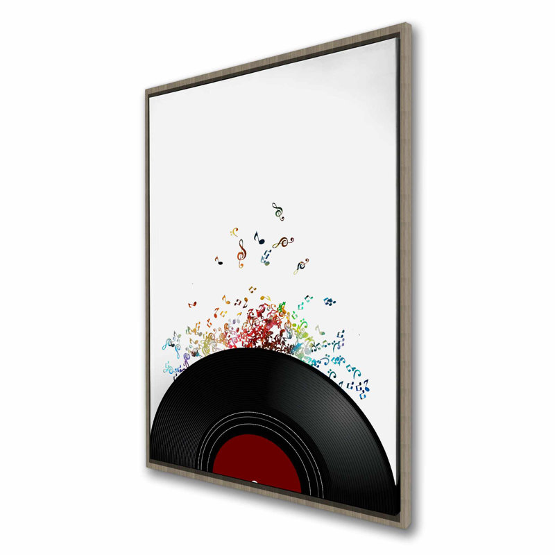 Black Bedroom Canvas - Notes Escaping Vinyl Record Art Decor