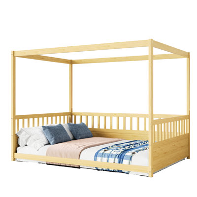 And Bed Frame - Safe Stylish With Canopy Feature ' Made Of Natural Pine Plywood