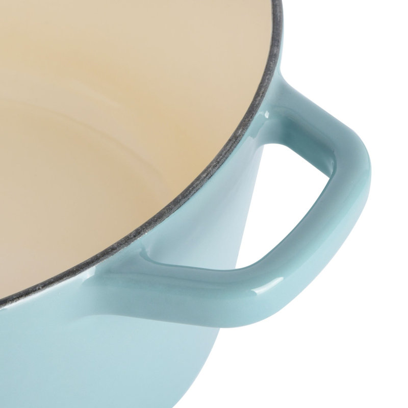 Aqua Blue Enameled Cast Iron Non-stick Dutch Oven with Embossed Lid
