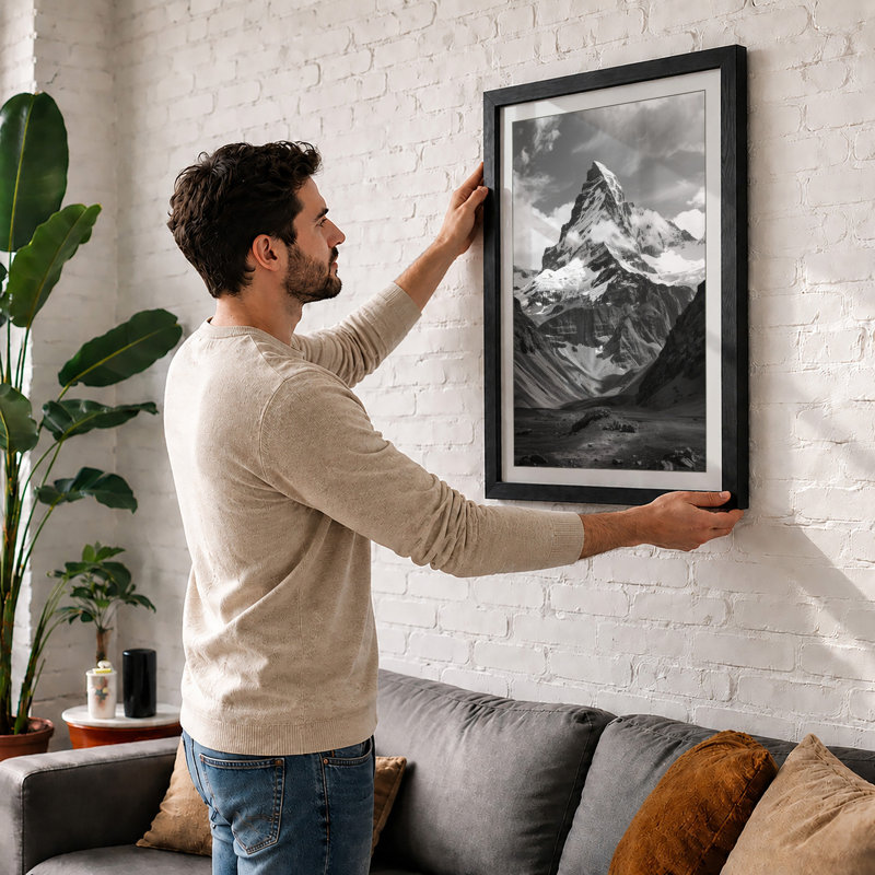 Alpine Peak Minimalist - Print, A2 - 59.4 x 42.0 cm, Oak