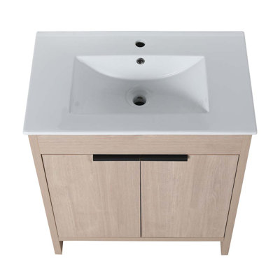 30 Inch Freestanding Bathroom Vanity with White Ceramic Sink