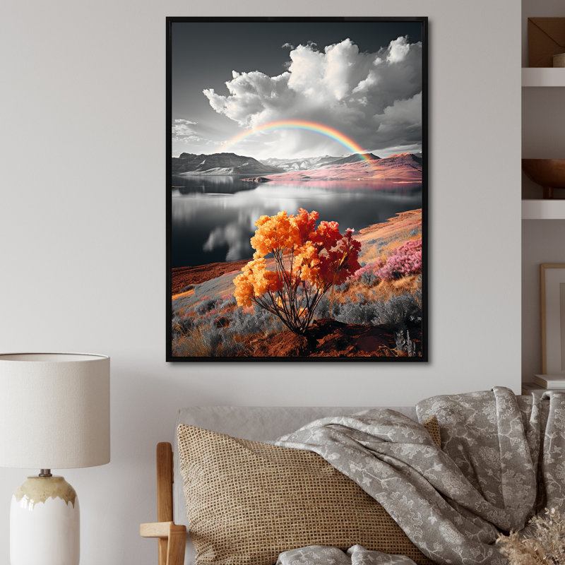 " Rainbow Chromatic Contrast Landscape ", 20" H x 12" W x 1" D, Black Floater Framed