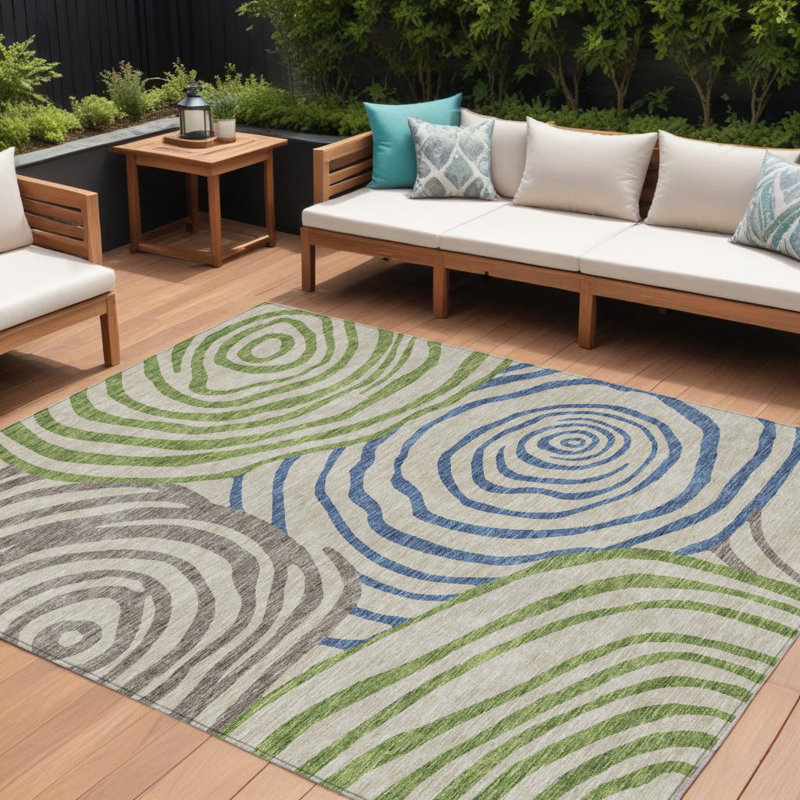 Tapis extérieur lavable abstrait 10 pi x 14 pi