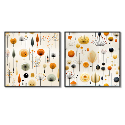 Hennen - Ensemble de 2 collages de formes carrées abstraites