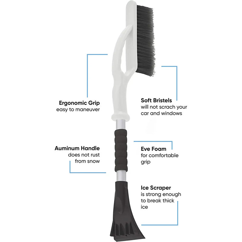 Brosse à neige télescopique pour voiture, Noir